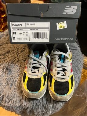 New Balance Kids Yellow, Black & Gray Running Sneakers